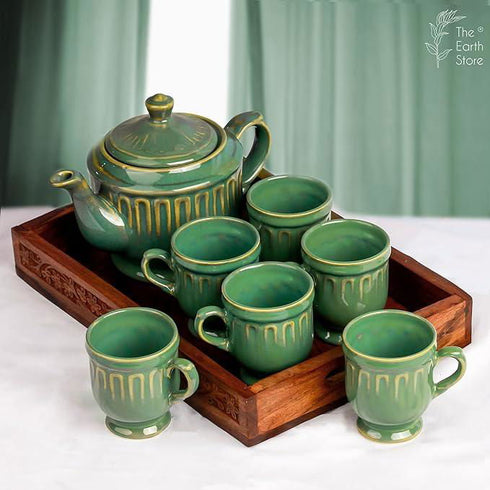 Ceramic Green Studio Pottery Tea Set - The Earth Store - Tea Sets